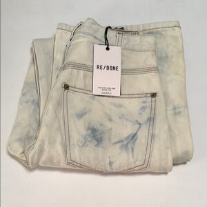 Re/Done Light Blue Tie-Dye 70s Ultra High Rise Stove Pipe Jeans